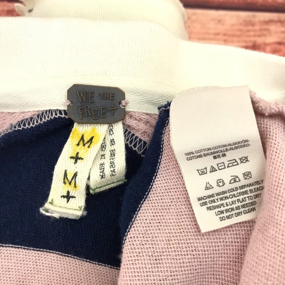 Free People Striped Yuki Oversized Polo Shirt M - Picture 7 of 8